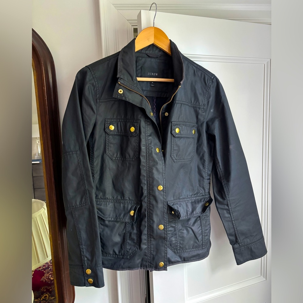 J. Crew 100% cotton black waxed field jacket